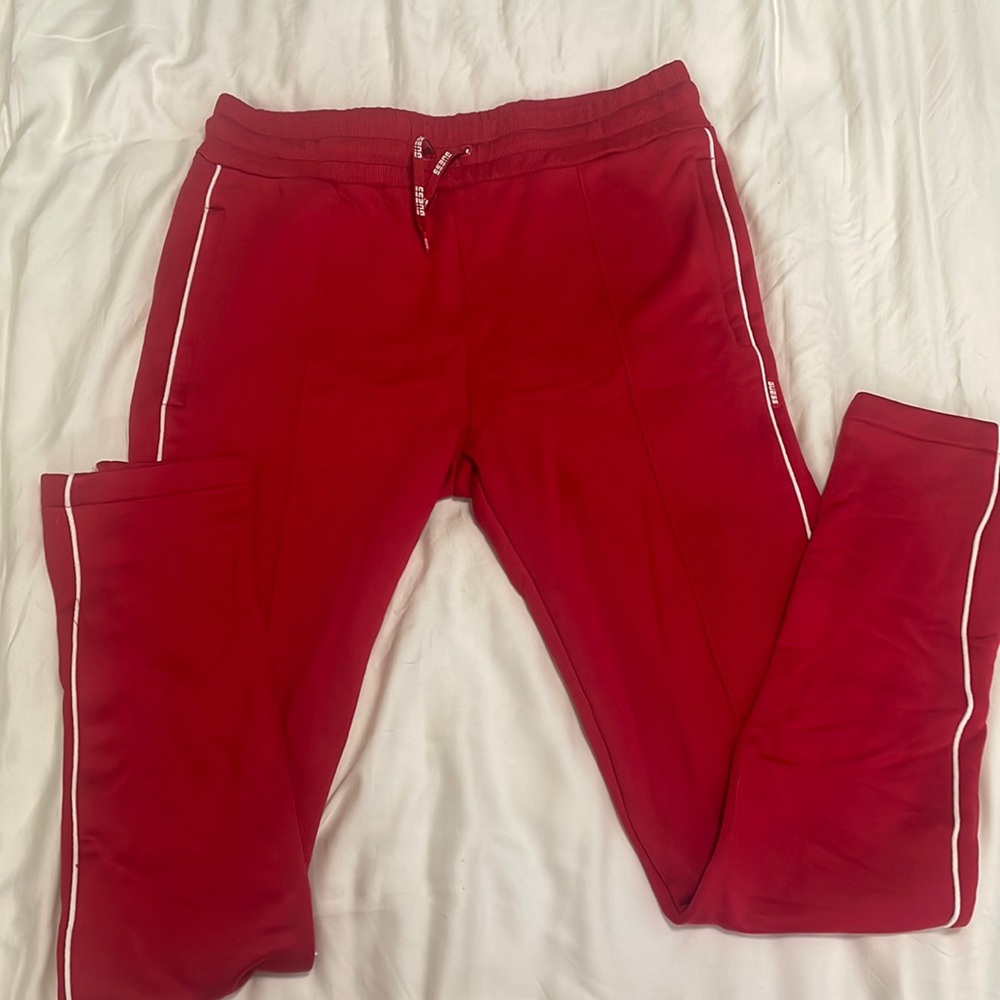 NWT Guess zip bottom track pants in red